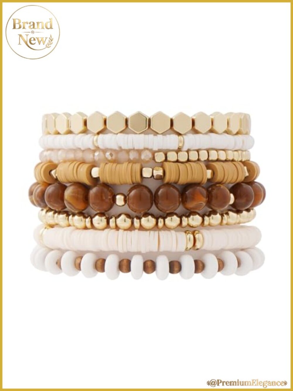Heishi Clay Beaded Stretch Bracelets Set Bohemian Stackable Gold Plated Women